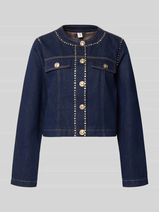 Zdjęcie produktu Kurtka z czystej bawełny z tkaniny stylizowanej na denim model 'Kate' Liu Jo Ciemnoniebieski