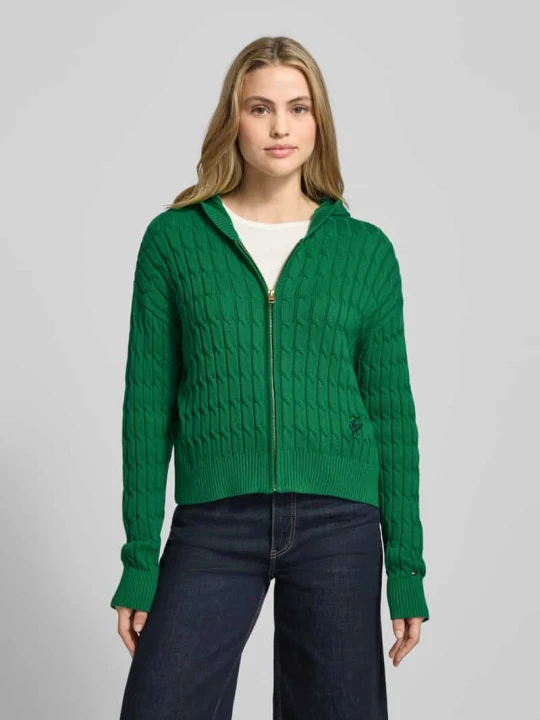 Zdjęcie produktu Kurtka z dzianiny o kroju comfort fit z czystej bawełny model ‘CALICO’ Tommy Hilfiger Zielony