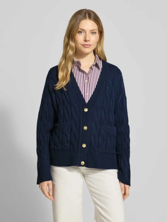 Zdjęcie produktu Kurtka z dzianiny o kroju oversized z czystej wełny Tommy Hilfiger Granatowy