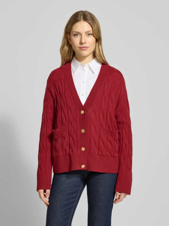 Zdjęcie produktu Kurtka z dzianiny o kroju oversized z czystej wełny Tommy Hilfiger Czerwony