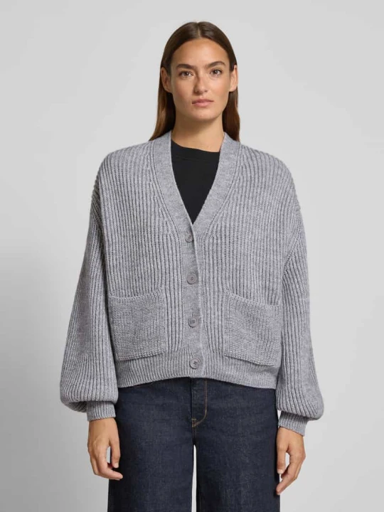 Zdjęcie produktu Kardigan rozpinany o kroju oversized z dodatkiem wełny Drykorn Średnioszary melanż