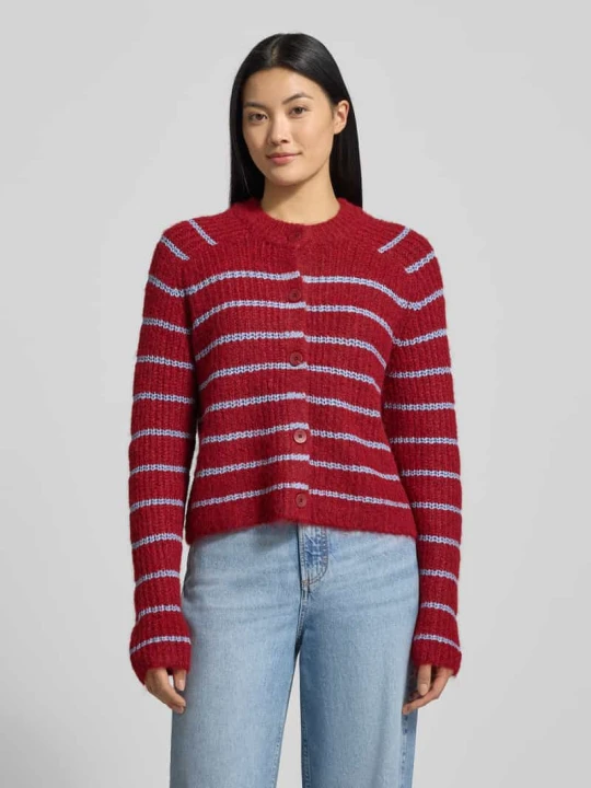Zdjęcie produktu Kurtka z dzianiny o kroju regular fit z dodatkiem wełny model ‘AWESOME SHINE’ Vero Moda Bordowy