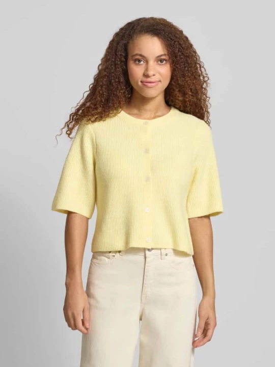 Zdjęcie produktu Krój regular fit kardigan rozpinany z dodatkiem wełny model 'SILLY' Pieces Jasnożółty