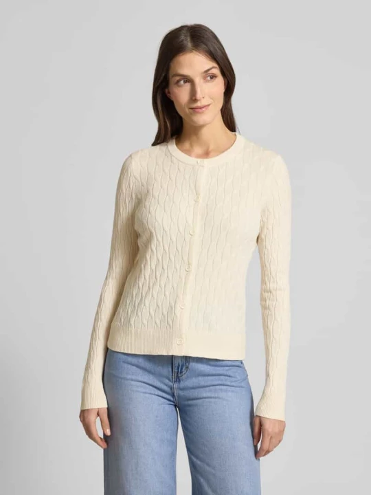 Zdjęcie produktu Kardigan rozpinany o kroju regular fit z dodatkiem wiskozy, model "FANTASTIC" Vero Moda Écru