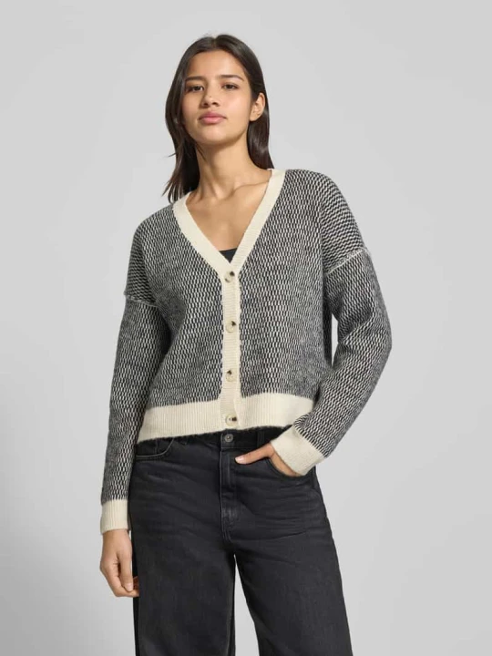 Zdjęcie produktu Kurtka z dzianiny o kroju regular fit z jednorzędową listwą guzikową model ‘FELIZE’ Vero Moda Złamany biały