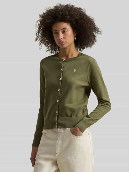 Zdjęcie produktu Kardigan rozpinany krój regular fit z mieszanki bawełny Polo Ralph Lauren Oliwkowy