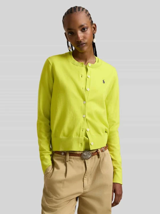 Zdjęcie produktu Kardigan rozpinany krój regular fit z mieszanki bawełny Polo Ralph Lauren Neonowy żółty