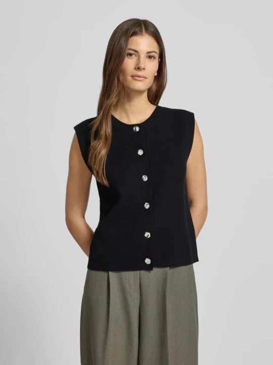 Zdjęcie produktu Kardigan rozpinany krój regular fit z mieszanki wiskozy model „Złoty” Vero Moda Czarny