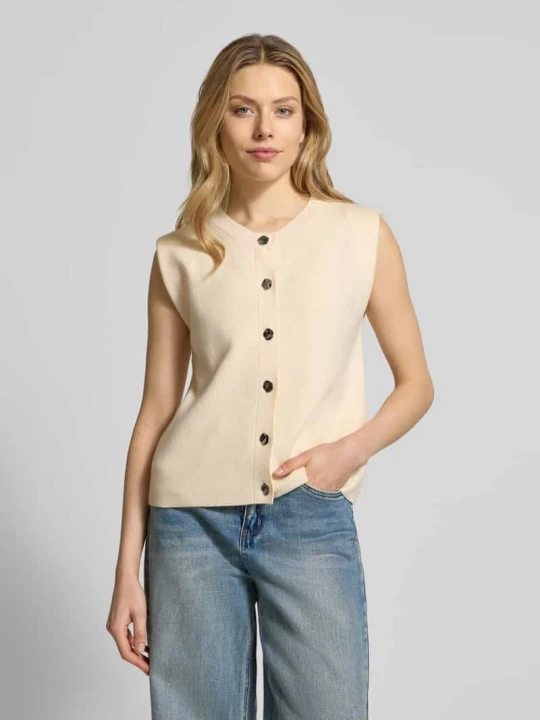 Zdjęcie produktu Kardigan rozpinany krój regular fit z mieszanki wiskozy model „Złoty” Vero Moda Złamany biały