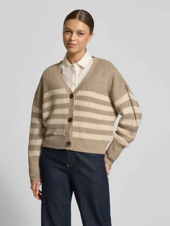 Zdjęcie produktu Kardigan rozpinany o kroju relaxed fit z dekoltem w serek model „LEA” Vero Moda
