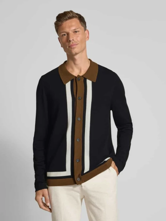 Zdjęcie produktu Kurtka z dzianiny o kroju relaxed fit z dodatkiem wełny model ‘SPLON’ Hugo Czarny