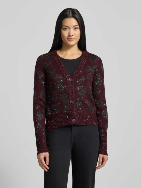 Zdjęcie produktu Kurtka z dzianiny o kroju relaxed fit z dodatkiem wełny model ‘ZUZU’ Vero Moda Bordowy