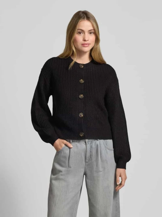 Zdjęcie produktu Kurtka z dzianiny o kroju relaxed fit z jednorzędową listwą guzikową model ‘LEA’ Vero Moda Czarny