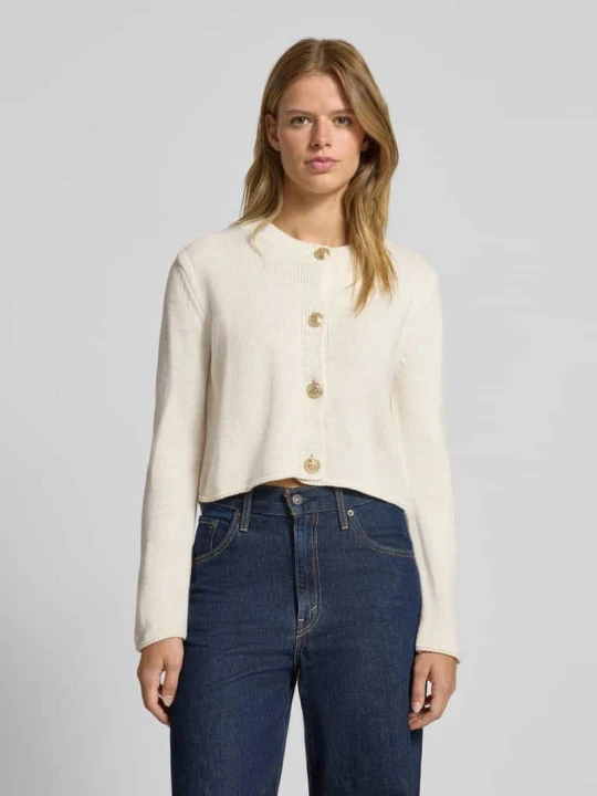 Zdjęcie produktu Kurtka z dzianiny o kroju relaxed fit z ozdobnym guzikiem model ‘TESSA’ Only Écru
