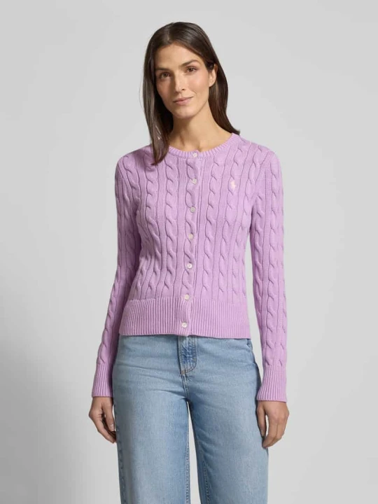 Zdjęcie produktu Kardigan rozpinany o kroju slim fit z wyhaftowanym logo Polo Ralph Lauren Jasnofioletowy melanż