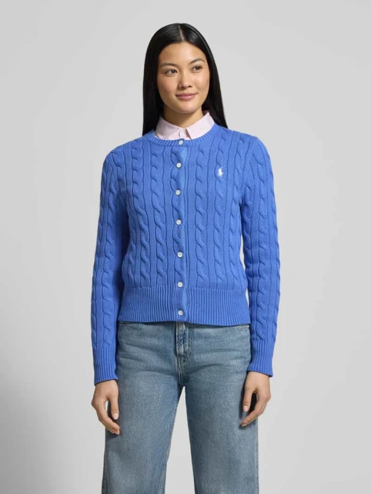 Zdjęcie produktu Kardigan rozpinany o kroju slim fit z wyhaftowanym logo Polo Ralph Lauren Królewski niebieski