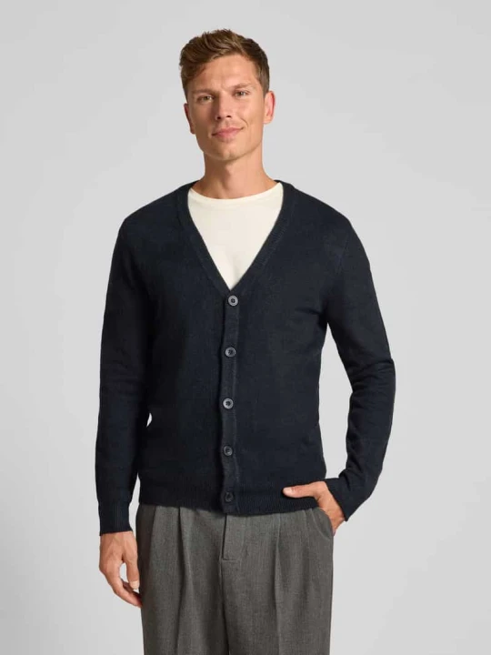 Zdjęcie produktu Kurtka z dzianiny o kroju slim fit z dekoltem w serek model ‘Heine’ Casual Friday Ciemnoniebieski