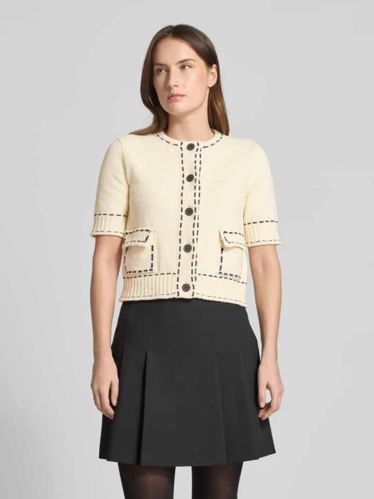 Zdjęcie produktu Kardigan rozpinany o kroju slim fit z naszywanymi kieszeniami Rich & Royal Écru