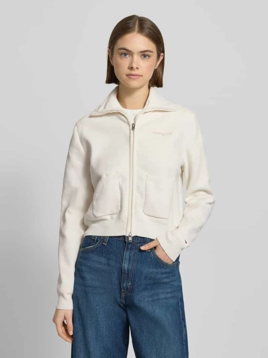 Zdjęcie produktu Kardigan rozpinany o kroju slim fit z naszywanymi kieszeniami Tommy Jeans Złamany biały melanż