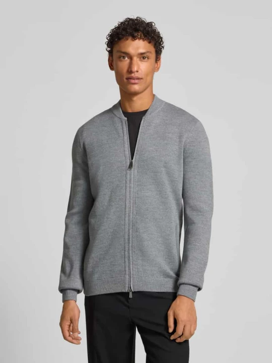 Zdjęcie produktu Kardigan rozpinany o kroju slim fit z mieszanki wełny Christian Berg Jasnoszary melanż