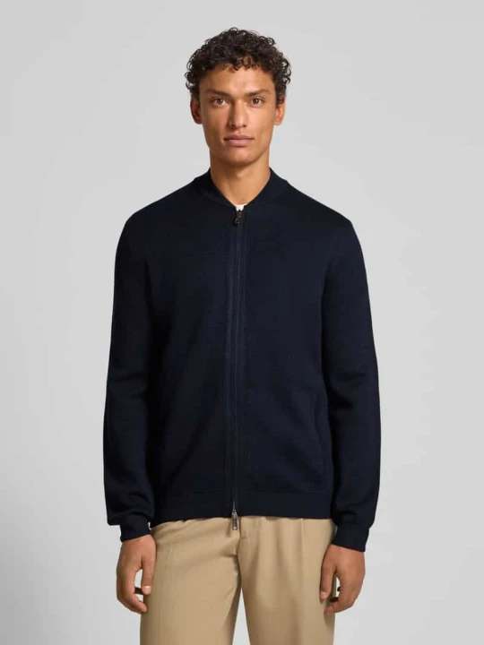 Zdjęcie produktu Kardigan rozpinany o kroju slim fit z mieszanki wełny Christian Berg Granatowy