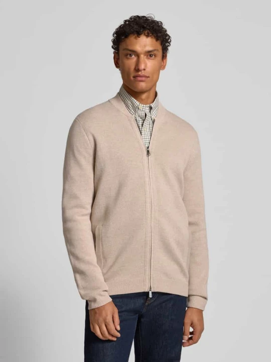 Zdjęcie produktu Kardigan rozpinany o kroju slim fit z mieszanki wełny Christian Berg Piaskowy melanż