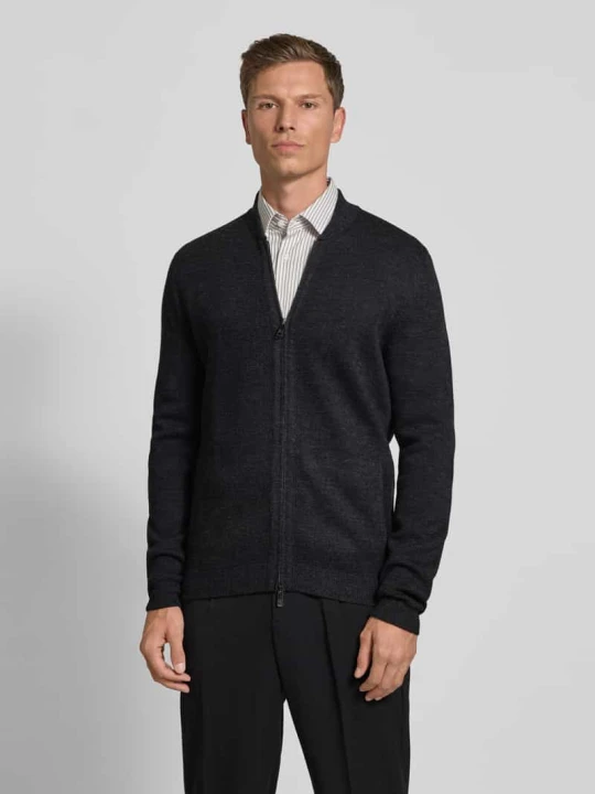 Zdjęcie produktu Kardigan rozpinany o kroju slim fit z mieszanki wełny Christian Berg Antracytowy melanż