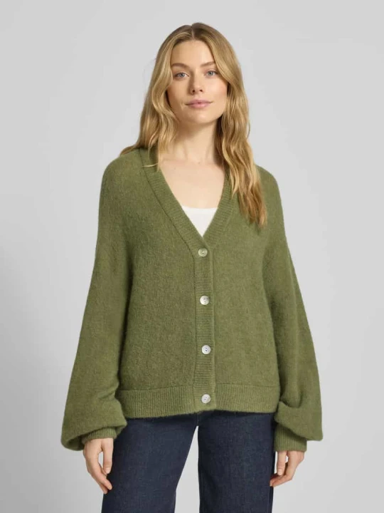 Zdjęcie produktu Krój relaxed fit kardigan rozpinany z dodatkiem wełny z alpaki Model 'Petrinelle Hope' MSCH Copenhagen Oliwkowy