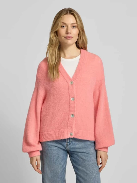 Zdjęcie produktu Krój relaxed fit kardigan rozpinany z dodatkiem wełny z alpaki Model 'Petrinelle Hope' MSCH Copenhagen Mocnoróżowy