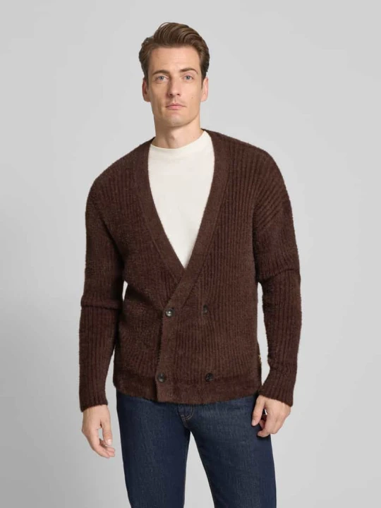 Zdjęcie produktu Kurtka z dzianiny z dekoltem w serek Scotch & Soda Ciemnobrązowy