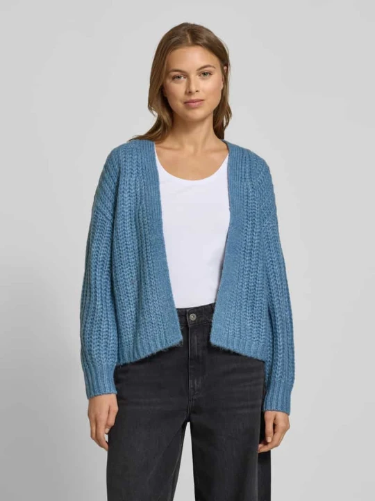 Zdjęcie produktu Kardigan rozpinany o kroju loose fit z grubego ściegu z dodatkiem wełny Zero Jasnoniebieski