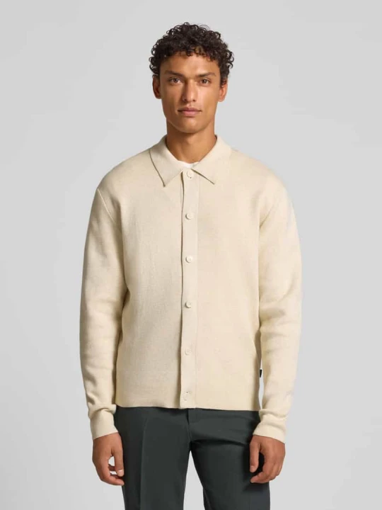 Zdjęcie produktu Kurtka z dzianiny z kołnierzykiem typu kent model ‘MILANO’ Jack&Jones Złamany biały melanż