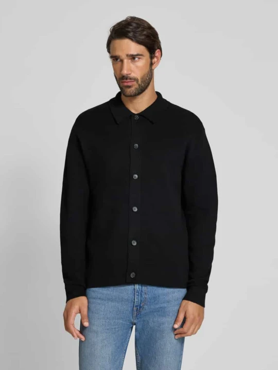 Zdjęcie produktu Kurtka z dzianiny z kołnierzykiem typu kent model ‘MILANO’ Jack&Jones Czarny