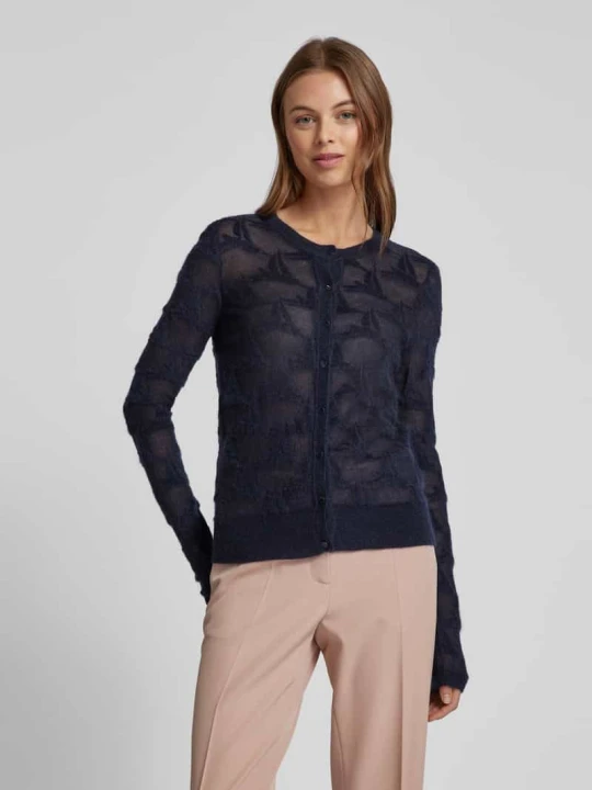 Zdjęcie produktu Kurtka z dzianiny z kwiatowym wzorem model ‘CURZIO’ Max Mara Granatowy
