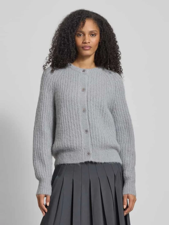 Zdjęcie produktu Kardigan rozpinany o kroju loose fit z mieszanki wełny z alpaki z dodatkiem wełny FYNCH-HATTON Jasnoszary melanż
