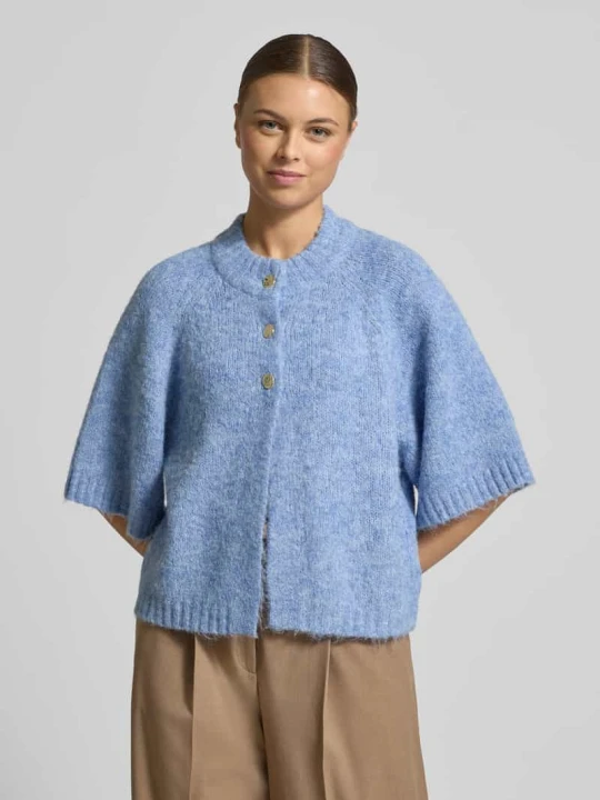 Zdjęcie produktu Kardigan rozpinany o kroju loose fit z dodatkiem wełny model „Benutta” NEO NOIR Jasnoniebieski
