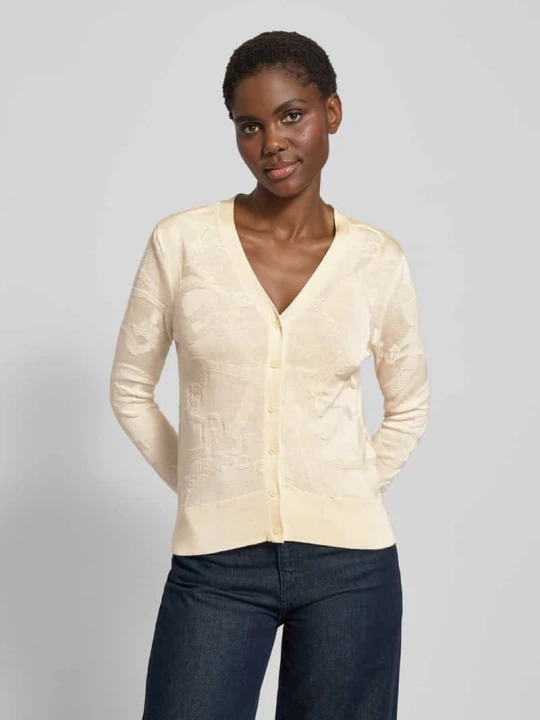 Zdjęcie produktu Kardigan rozpinany z listwą guzikową model „DENZEL” Lauren Ralph Lauren Piaskowy