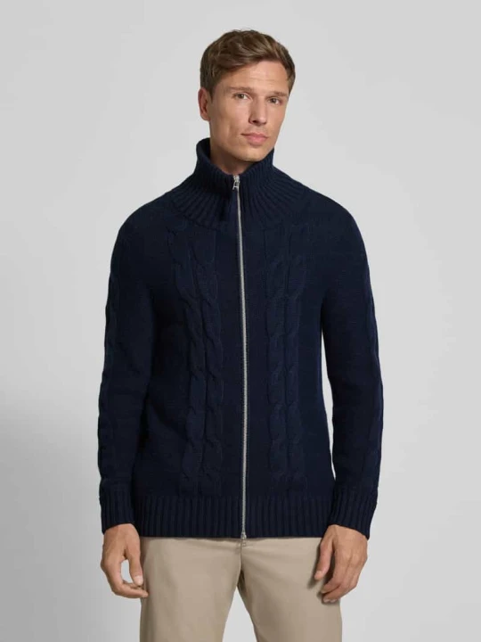 Zdjęcie produktu Kurtka z dzianiny z mieszanki bawełny i kaszmiru FTC Cashmere Granatowy