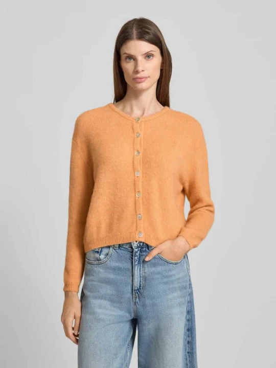 Zdjęcie produktu Kurtka z dzianiny z mieszanki wełny z alpaki z okrągłym dekoltem model ‘VITOW’ American Vintage Piaskowy melanż
