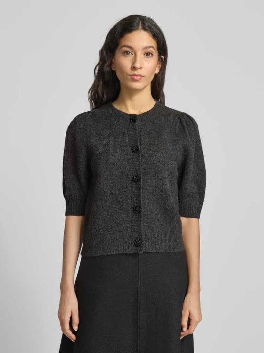Zdjęcie produktu Kardigan rozpinany o kroju regular fit z dodatkiem wełny, model „Trudy” NEO NOIR Antracytowy melanż
