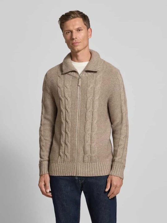 Zdjęcie produktu Kurtka z dzianiny z mieszanki bawełny i kaszmiru FTC Cashmere Beżowy