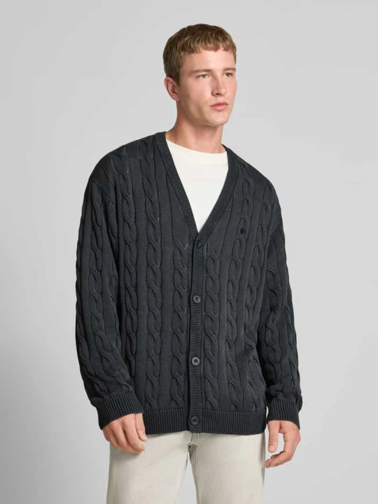 Zdjęcie produktu Kurtka z dzianiny ze ściegiem warkoczowym i dekoltem w serek Carhartt WIP Czarny
