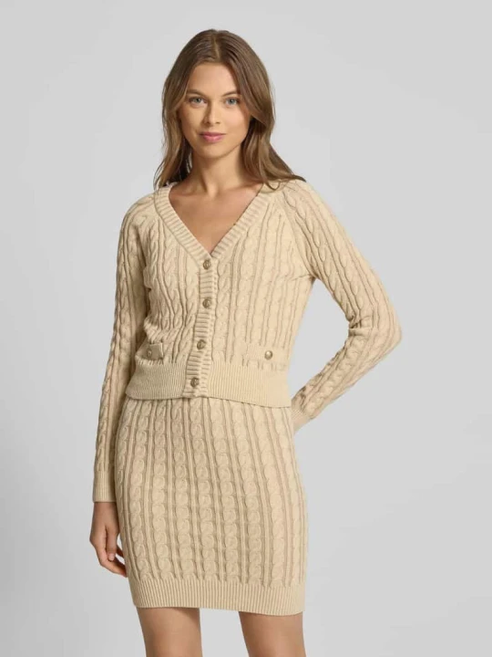 Zdjęcie produktu Kurtka z dzianiny ze ściegiem warkoczowym model ‘GISELLE’ Guess Camel