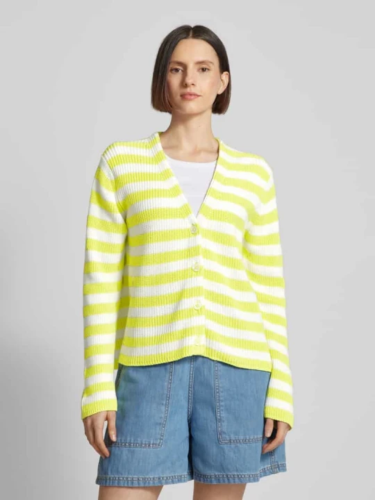 Zdjęcie produktu Kurtka z dzianiny ze wzorem w paski model ‘Kalimba’ Lieblingsstück Neonowy żółty