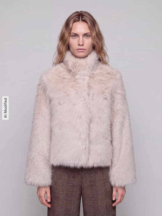 Zdjęcie produktu Kurtka z imitacji futra o kroju modern fit z wysoką stójką Vero Moda Écru