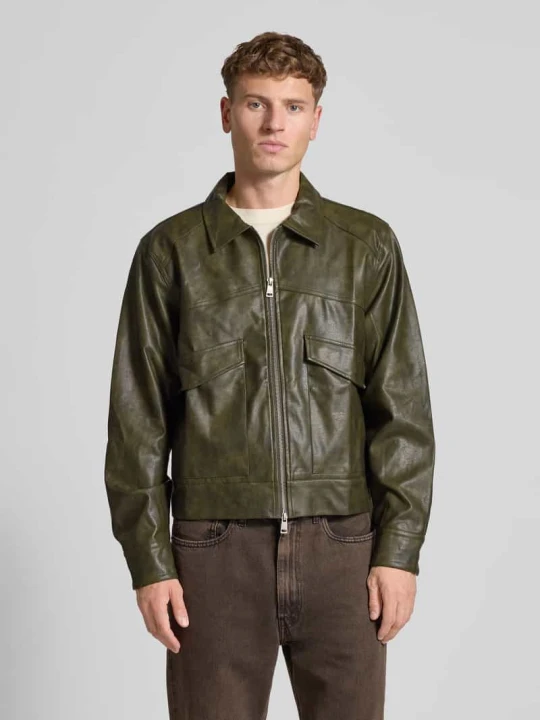 Zdjęcie produktu Kurtka z imitacji skóry model ‘Nerith’ Don't Waste Culture Błotnisty
