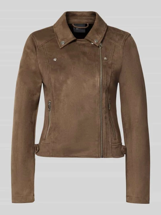 Zdjęcie produktu kurtka z imitacji skóry o kroju regular fit z paskami na tułowiu model 'JOSE' Vero Moda Czekoladowy