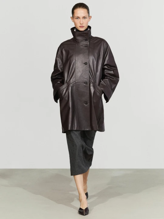 Zdjęcie produktu Kurtka Z Kieszeniami Ze Skóry Nappa - Brązowy - Massimo Dutti - Female