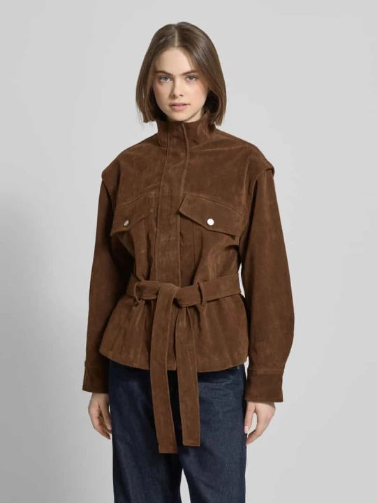 Zdjęcie produktu Kurtka z materiał skóropodobny model 'HARPER' Topshop Średniobrązowy