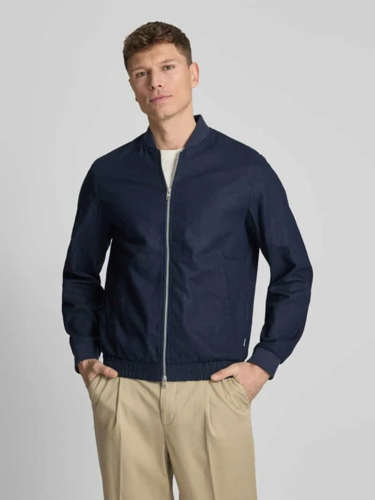 Zdjęcie produktu Kurtka z mieszanki bawełny i lnu z zamkiem błyskawicznym dwustronnym Jack&Jones Granatowy melanż